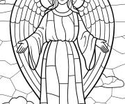Coloriage Vitrail de bel ange dans le ciel