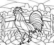 Coloriage Vitrail de coq