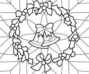 Coloriage Vitrail de Couronne de Noel