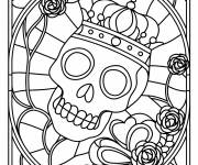 Coloriage Vitrail de Cr&acirc;ne floral