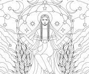 Coloriage Vitrail de D&eacute;esse de la lune