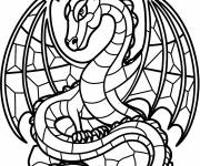 Coloriage Vitrail de Dragon enroul&eacute;