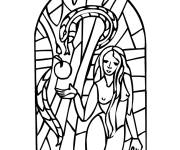 Coloriage et dessins gratuit Vitrail de femme et serpent à imprimer