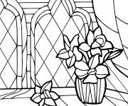 Coloriage Vitrail de jonquille