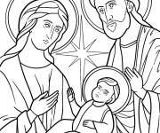 Coloriage Vitrail de la Nativit&eacute; facile