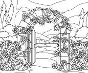 Coloriage Vitrail de Portail de jardin
