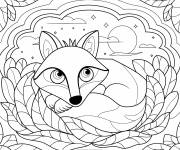Coloriage Vitrail de renard blotti