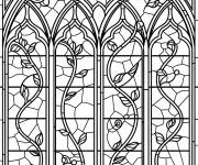 Coloriage Vitrail de sc&egrave;ne de cath&eacute;drale