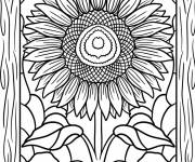 Coloriage Vitrail de Tournesol en fleurs