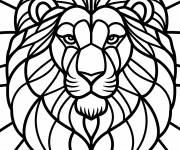 Coloriage Vitrail du visage de lion