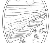 Coloriage Vitrail en forme d'oeuf de la plage