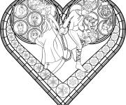 Coloriage Vitrail en forme de coeur