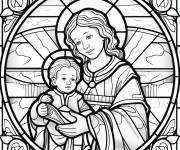 Coloriage Vitrail fen&ecirc;tre d'eglise