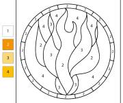 Coloriage et dessins gratuit Vitrail flamme du Saint-Esprit num&eacute;rot&eacute; à imprimer