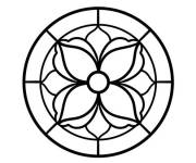 Coloriage Vitrail floral &eacute;l&eacute;gant