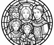 Coloriage Vitrail m&eacute;di&eacute;val