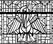 Coloriage Vitrail p&eacute;lican
