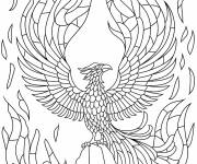 Coloriage Vitrail Ph&eacute;nix renaissant