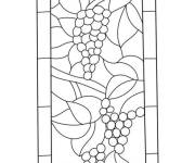 Coloriage Vitrail repr&eacute;sentant des raisins et des vignes