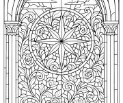 Coloriage Vitrail Rosace harmonieuse