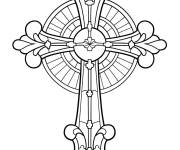 Coloriage Vitrail Rose Croix