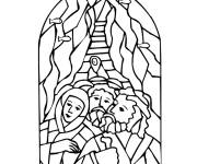 Coloriage et dessins gratuit Vitrail sur fen&ecirc;tre de figure religieux à imprimer