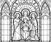 Coloriage Vitraux majestueux de la cath&eacute;drale adulte