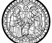 Coloriage Vitraux m&eacute;di&eacute;vaux adulte