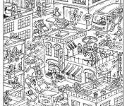 Coloriage Plusieurs parties de la ville Xxl