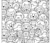 Coloriage Xxl animaux astronautes