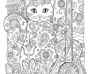 Coloriage et dessins gratuit Xxl chat mignon avec un guitare à imprimer