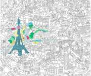 Coloriage et dessins gratuit Xxl France et tour Eiffel color&eacute; à imprimer