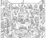 Coloriage Xxl paysage chambre adulte