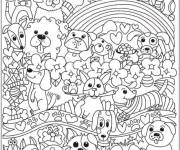 Coloriage Xxl plusieurs animaux mignons