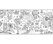Coloriage Xxl village des gnomes