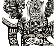 Coloriage Psychédélique éléphant