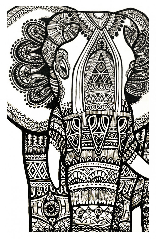 Coloriage et dessins gratuits Psychédélique éléphant à imprimer