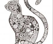 Coloriage Zen Chat en noir et blanc