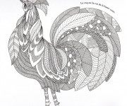 Coloriage Zen Coq Difficile