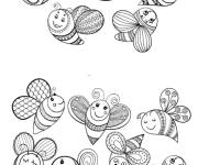 Coloriage Abeilles joyeuses zen