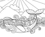 Coloriage Baleine Zentangle sous le soleil