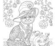 Coloriage Chat ensorcelant zentangle