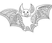 Coloriage Chauve-souris &agrave; motif zentangle facile