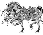 Coloriage Cheval de bataille zentangle