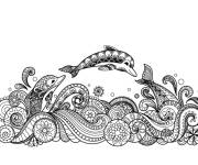 Coloriage Dauphins hors mer zentangle