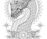 Coloriage Dragon &agrave; motif Zentangle