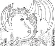 Coloriage Dragon en vol style Zentangle