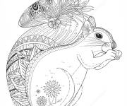 Coloriage &Eacute;cureuil &agrave; queue d&eacute;cor&eacute;e Zentangle
