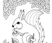Coloriage &Eacute;cureuil automne Zentangle