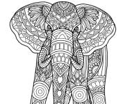 Coloriage El&eacute;phant adulte asiatique zentangle